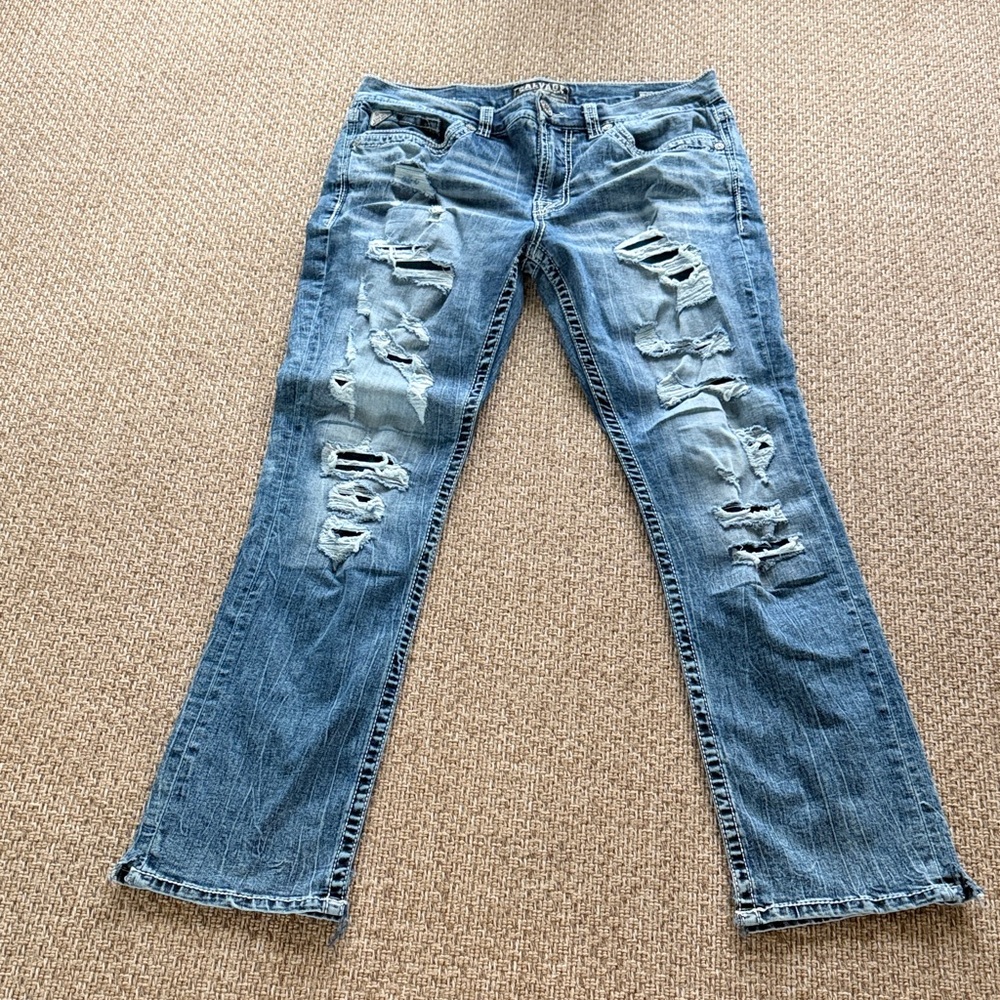 Salvage Blue Classic Straight Jeans - Picture 3 of 7